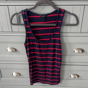 RW&CO. Navy and Pink Striped Scoop Neck Tank